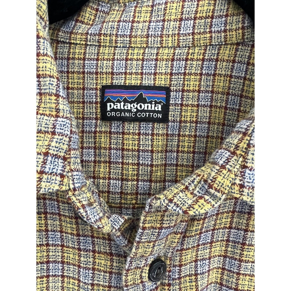Patagonia Shirt Mens Large Yellow Plaid Organic Cotton Flannel Button Up Casual - Picture 6 of 7